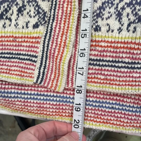 Pilcro Anthropology Cropped Cardigan Sweater Cream and Blue Medium - Picture 10 of 11